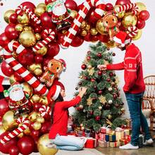 125pcs Christmas-Themed Balloon Garland Arch Set ,Includes Gingerbread Man, Santa Claus, And Candy Cane Foil Balloons, As Well As Retro Red And Gold Latex Balloons. Perfect For Christmas, Christmas Eve Parties, New Year's Parties, Baby Showers, Birthday Parties, Family Gatherings, And Christmas Decorations. - Multicolor - View 7
