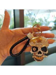 A Pirate Ship Series Skeleton Pattern Keychain, Creative Halloween Mask Car Key Pendant, Skeleton Car Accessories Christmas Gift Ideas Bag Lanyards With Id Holder Car Accessories Bag Charms