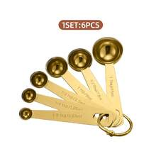 6 件不锈钢量杯 - 带测量标记、分段、食品级、耐用、多用途，适用于烹饪和烘焙，适用于测量干性成分和液体成分 - 适用于填充香料罐、银和金、厨房必需品 | 烘焙必需品 | 厨房配件