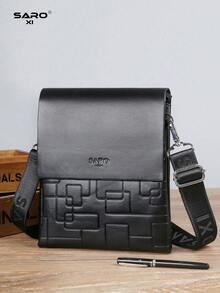 saroxi 1 Stück Herren Schulter Umhängetasche, Mini Messenger Tasche mit Seitentasche, multifunktionale PU Leder Lässige Aktentasche, simpler Stil Schwarz oder Braun, geeignet als Geschenk für Freund, einfarbig