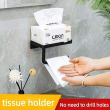 1pc Toilet Paper Holder With Phone Stand - Wall Mounted Self-Adhesive Tissue Roll Rack, Suitable For Bathroom - No Drilling Required, Thickened Design Bathroom Accessories Bathroom Tools
