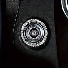1 Piece Car One-Button Start Decoration Ring - Shiny Crystal Embellished Engine Start Button Cover, 2 Colors Available (Pink, White) Universal Car Interior Accessories - 粉色 - 查看 5
