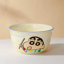 CRAYON SHINCHAN Nuevo tazón de arroz fresco de Crayon Shin-Chan, tazón beige lindo, vajilla de cerámica de dibujos animados de alta calidad