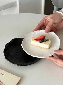 Asymmetrical Faux Rock Pattern Plastic Plate, High-Quality Cake/Dessert/Sushi Plate, Creative Western Tableware