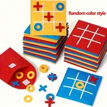 1/3/4/12/15套井字棋家庭策略棋盘游戏，毛毡迷你九宫格，生日派对奖品，经典玩具，礼品袋填充物，圣诞袜填充物，带信封的圣诞礼物，颜色随机 - 彩色 - 查看 15