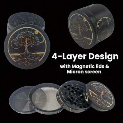 1.6/2/2.5 Inch Cyberpunk Tree Handle Herb Grinder Spice Mill Mortar Pestle Salt Crusher Tobacco Bud Vanilla Four-Layer Manual Zinc Alloy Mills Cigarette Cigar Grass Grinder Smoking Accessories Gift