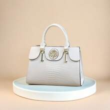 Bolso de mano con estampado de cocodrilo, bolso de hombro elegante de piel sintética con cremallera y correa ajustable para mujeres