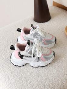 1 Pair Kids' Summer Mesh Breathable Sneakers, Girls' Casual Chunky Shoes - Pink - View 5