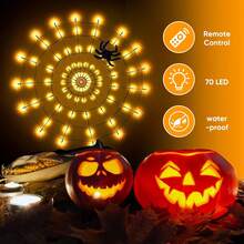 Leuchtende Spinnennetz LED-Lichter - 70 leuchtende Glühbirnen in 8 Modi - Schaffen Sie eine gruselige Atmosphäre für Halloween-Partys, Schlafzimmer, Bars und mehr Halloween-Party Halloween Horror Nights Halloween-Dekoration Raumdekoration Heimdekoration Partydekoration Wanddekoration