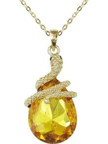 18k Gold Plated Water Drop Crystal Multicolor  Snake Pendant Necklace 16"+2"2025 - 金色 - 查看 12