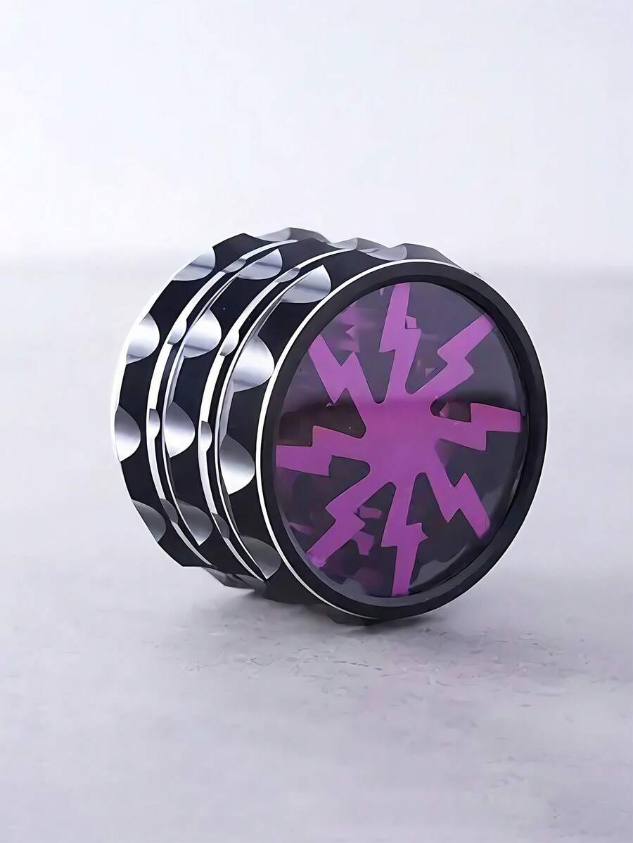 1 Metal Grinder - Four Layer Manual Crusher, Designed With Red And Purple Snowflakes, Made Of Zinc Alloy Material - Portable Smoking Tool Gift, Fashionable Smoking Tool, Metal Food Grinder.