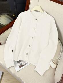 Áo khoác len nữ EAVA kiểu retro, dáng rộng thoải mái, thích hợp cho mùa thu đông, phong cách đường phố, phong cách quý tộc cổ điển. - trắng - Xem 5