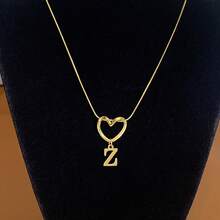 1 Piece Of Fashionable And Simple Stainless Steel Hollowed-Out Heart A-Z,26 English Letter Pendant Titanium Steel Necklace, Female Surname Collarbone Chain, A Niche And Light Luxury Gift For Best Friends, Family And Loved Ones On Festivals! Suitable For Daily Casual Wear Of Necklace Jewelry