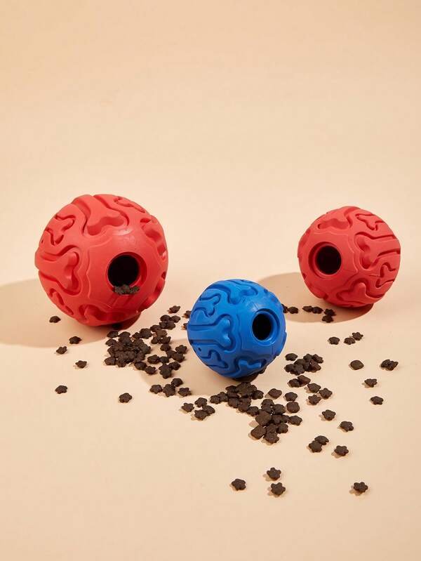 Um brinquedo esférico de material de borracha natural, para limpeza e trituração dos dentes, que combate o tédio e diverte, além de ser um brinquedo de mastigação com dispensador de ração, adequado para cães grandes, médios e pequenos.