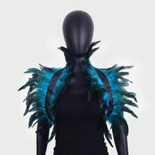 Arnés corporal con plumas para mujer, chal estilo punk victoriano con plumas naturales reales, chal encogido para carnaval, danza gótica y disfraces