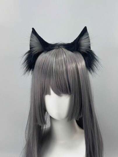 1pc Animal Ears Headband Warm Fluffy Faux Fur Fox Standing Ears Headband Carnival Cosplay Photo Props Party Supplies, Stage Performance Accessories