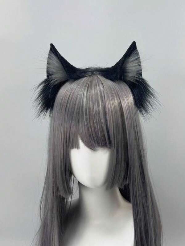 1pc Animal Ears Headband Warm Fluffy Faux Fur Fox Standing Ears Headband Carnival Cosplay Photo Props Party Supplies, Stage Performance Accessories