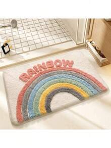 Regenbogen Badezimmerfußmatte mit starker Wasseraufnahme und Veloursbeschichtung, rutschfeste Matte am Badezimmereingang, schnell trocknende Fußmatte, rutschfest, schnell trocknend, feuchtigkeitsabsorbierend, sehr geeignet für Heimdekoration und Geschenke