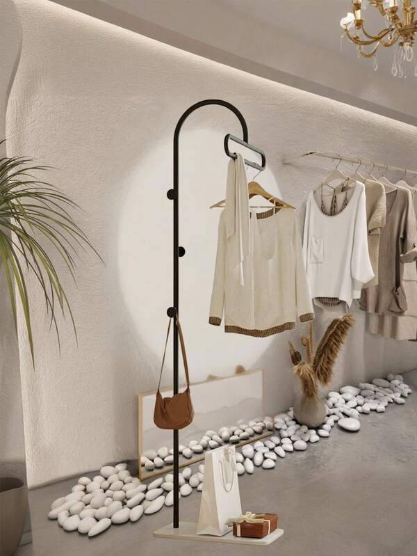 1 pieza Perchero de pie minimalista y de lujo, color crema, liviano, para sala de estar, dormitorio, entrada