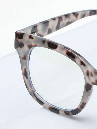 1pc Women's Fashion Versatile Leopard Print Round Clear Lens Glasses