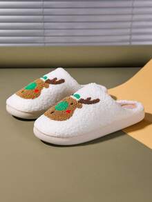 Pantofi de casă caldi și antiderapanți pentru toamnă și iarnă, papuci de interior pentru Halloween, Crăciun, cerbi, brad de Crăciun, papuci calzi brodați - Verde - Vizualizare 5