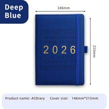 1 PC 2026 Premium PU Daily Planner – 320-Page (160 Sheets) Thick Notebook With 365-Day Dated Pages, Ribbon Marker & Pen Loop. Waterproof & Stain-Resistant Cover With Monthly Index Tabs For Efficient Planning. - Multicolor - View 13