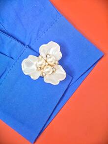 1pc/2pcs Button Cover For Shirt Pearl Cufflinks Covers Flower Vintage Sleeve Button Clip On Button For Dress Wedding Tux Decoration Button Clothing Accessories Gifts And Party(The Shape Of The Petals Is Random))