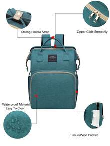 1Pcs Multi-Pocket Expandable Crib Backpack Insulated Bottle Compartment Large-Capacity Mother Bag Diaper Storage Backpack Baby Shower Gift. - 綠色 - 查看 2