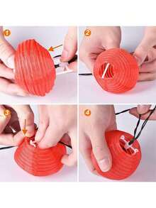 10/20pcs Battery Powered Red Nylon Lantern String Lights, Suitable For Bedroom, Nursery, Patio, Party, Mid-Autumn & New Year Decoration - Red Cloth Lantern - View 5