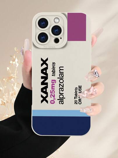 1 pezzo Custodia per telefono personalizzata alla moda con motivo a pillola XANAX, stile creativo e misterioso, adatta come regalo per fidanzata, migliore amica, moglie, coppia, zia, capo, sorella, compagno di classe, insegnante, compleanno, vacanze, in morbida finitura opaca bianca, con protezione completa anti-polvere e impermeabile, compatibile con 13/16/15/14/13/12/11/Pro/ProMax/X/XR/XS/XSMAX/7/8/PLUS