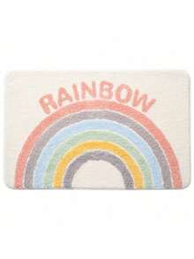 Regenbogen Badezimmerfußmatte mit starker Wasseraufnahme und Veloursbeschichtung, rutschfeste Matte am Badezimmereingang, schnell trocknende Fußmatte, rutschfest, schnell trocknend, feuchtigkeitsabsorbierend, sehr geeignet für Heimdekoration und Geschenke
