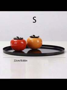 1 件黑色圆形托盘，简约家居储物、花盆底座和烛台 - 黑色 - 查看 7