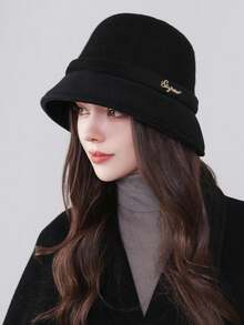 1pc Fleece Patchwork Bucket Hat, Warm Thick Windproof Earflap Beanie Suitable For Autumn And Winter Everyday Use Winter Outfits