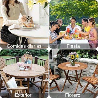 Manteles Individuales para Mesa, Manteles Individuales Redondos 6 Pcs y Portavasos 6 Pcs, Manteles y Porta Vasos de Piel, Tapetes para Mesa de Comedor Resistentes al Calor para el Hogar, Hotel (Beige)