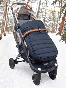 1pc Universal Stroller Foot Cover, Baby Sleeping Bag, Windproof Waterproof Fleece Lining, Suitable For Autumn/Winter Baby Travel - Black B - View 3