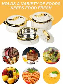 3pcs Insulated Lunch Box Set, Gold Flask With Lid, Stainless Steel Hot & Cold Food Container, Suitable For Office Lunch, Buffet, Hot Pot, Picnic & Camping, All Season
