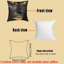 100% 涤纶装饰枕套，17.7X17.7 英寸，现代北欧风格枕套 - 醒目的金色妆容和睫毛设计，用于房间装饰的枕套，用于沙发的无拉链抱枕套，不含枕芯 - 黑色+金色 - 查看 8