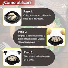 Desmenuzador de Pollo - Desmenuzador de Pollo de 25CM, Tapa Visual, Mango Ergonómico, Antideslizante y Apto para Lavavajillas, Usado para Cortar Verduras y Carne, Desmenuzador de Pollo para Queso Duro (Negro) - Negro - Ver 4