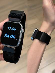 1 条弹性编织磁性表带，兼容华为 Watch Fit 1/Fit 2/Fit 3/Fit 4/4Pro 智能手表表带 - 黑色 - 查看 8
