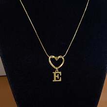 1 Piece Of Fashionable And Simple Stainless Steel Hollowed-Out Heart A-Z,26 English Letter Pendant Titanium Steel Necklace, Female Surname Collarbone Chain, A Niche And Light Luxury Gift For Best Friends, Family And Loved Ones On Festivals! Suitable For Daily Casual Wear Of Necklace Jewelry