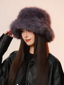 Chapéu de balde feminino fofo, leve, respirável, casual, simples, versátil, outono/inverno, quente para áreas externas, unissex, adequado para uso diário - cor sólida - Ver 2