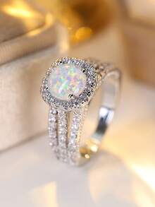 1 chiếc nhẫn lá cổ điển thanh lịch bằng bạc Opal quà tặng sinh nhật hoàn hảo cho cô ấy hoặc anh ấy quà tặng ngày tưởng niệm quà tặng ngày lễ - Nhẫn lá Opal - Xem 12