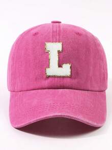 1 件时尚紫红色 26 个字母贴片简约棒球帽，街头休闲聚会弧形帽檐爸爸帽，男女通用户外可调节四季棒球帽 - 棒球帽 - 查看 29