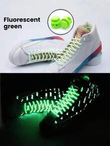 A Pair Of Round, No Knots, Mushroom Spring Buckle Style, Tight Laces, Including Luminous Style Laces, High Elastic Laces, Not Easy To Break. They Are Suitable For Sneaker, Basketball Shoes And Casual Shoes, Convenient And Comfortable To Wear
