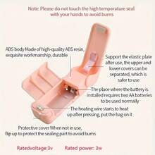 SOKANY 1PC Mini Vacuum Food Sealing Machine, ABS Material, Compact And Portable.A Refrigerator Sticker Is Attached To The Back.Low-Loss Heating Technology, Ergonomic Design, Good Fresh-Keeping Effect, White/Pink, Compatible With Plastic Bags (Without AA Batteries, Suitable For Family, Travel, Camping, And Office Use.Essential Tools For The Kitchen.