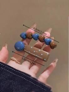 1pc/2pcs Solid Color Casual Acrylic Heart Shaped Barrette, Sweet Front Bangs Clip Hair Accessory, Claw Clips, Hair Slide, Hair Barrettes