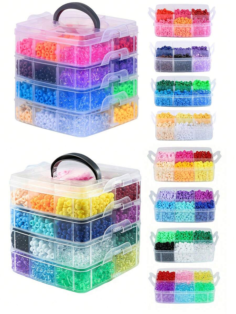 1Box Of About 2700/3600Pcs Pony Beads Jewelry Making Kit For Making Bead Bracelets, Colorful Rainbow Hair Beads For Hair Braiding, 24-Color Friendship Bracelet Beads For Handicraft And Jewelry Making