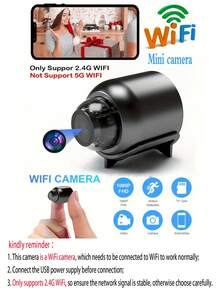 1pc/2pcs Mini Smart Camera, 2.4GHz Wireless WiFi Security Camera - USB/Battery Powered, Portable Indoor/Outdoor Monitor For Home, Office, Car And Pet, AI Motion Tracking, Night Vision - Black - View 3