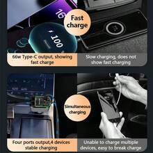 66W Car Charger With Starry Sky Projector Lamp, Retractable Cable Fast Charge Metal Car Charger, 4-In-1 USB PD Car Accessories - Grey - View 9
