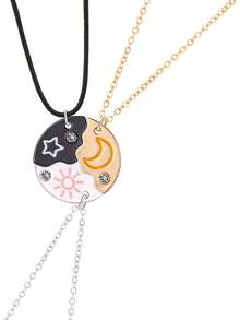 BFF Necklace 3 Trio Moon Friendship Puzzle Matching Best Friends 3 Forever Jewelry Gifts - 1 - 查看 1